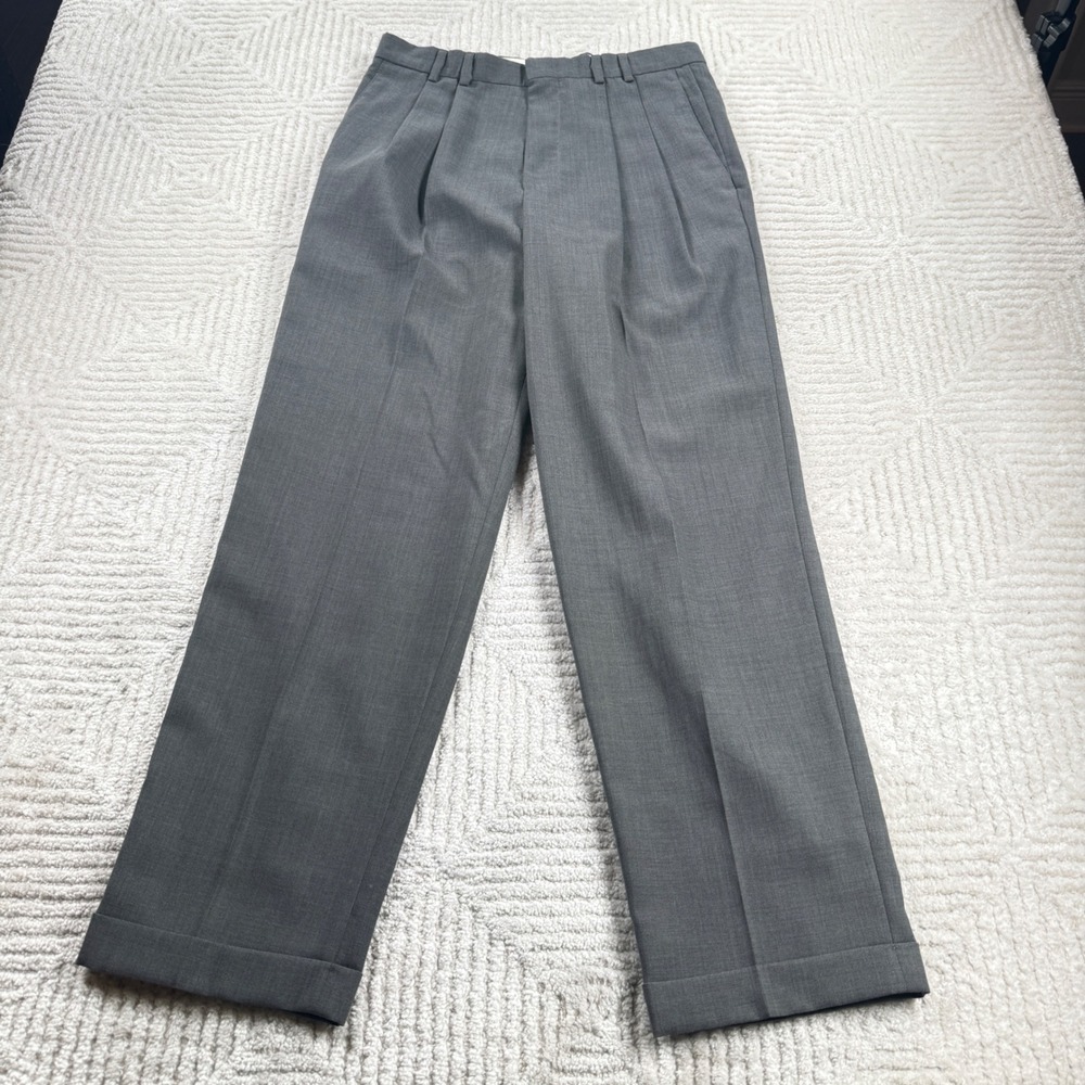 Dockers Dress Pants Men 31x32 Gray Pleated Wool Vintage 80s USA Preppy Old Money